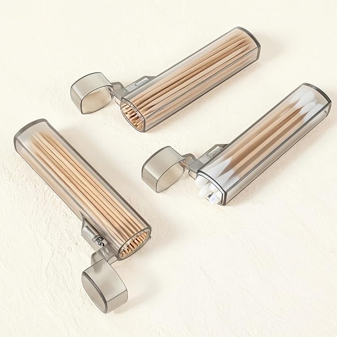 5Pcs Mini Toothpick Holder Dispenser - Clear Gray Travel Toothpick Container, Portable for Pocket Outdoor Travel Camping, Storing Cotton Swabs, Mini Safety Pin, Small Hair Clips