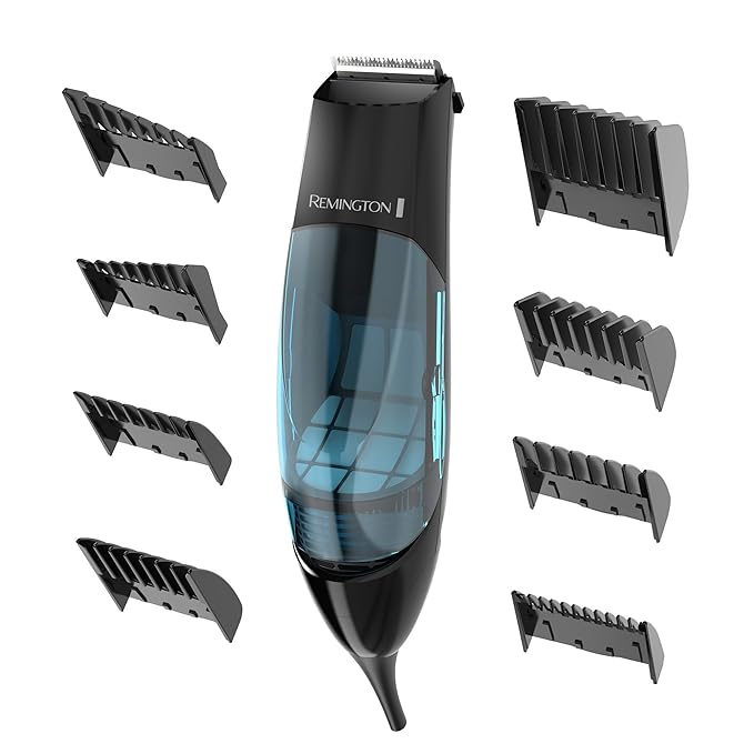 Remington Vacuum Haircut Kit,Vacuum Beard Trimmer,Hair Clippers for Men with Removable Hair Chamber and Dual Motor Power (18 Pieces),(Pack of 2)