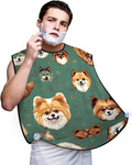 Purple And Teal Flowers Print Beard Bib Shaving Apron, Beard Hair Trimming Cape Gift For Dad