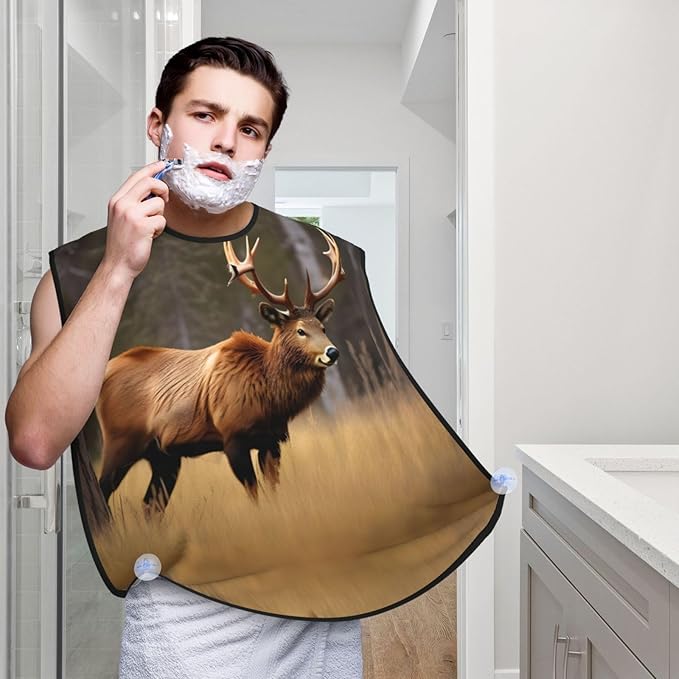 Yellow Flowers Butterflies Print Beard Bib Shaving Apron, Beard Hair Trimming Cape Gift For Dad