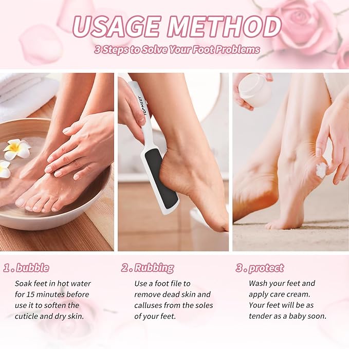 Foot File for Dead Skin - Dual Sided Foot Rasp Callus Removers, Professional Pedicure Tool for Soft, Smooth Feet (White)