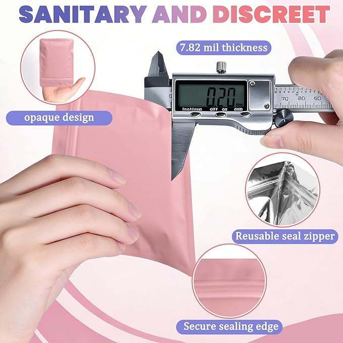 Disposable Sanitary Hygiene Disposal Bags for Bag Period Tampon Napkin Trash, 100pcs, Discreet Privacy Cover, Stylish Look, Self-Adhesive Seal,Portable for Purse, Bathroom, School, Travel(Pink)