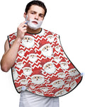 Adjustable Beard Bib, Non-Stick Hair Catcher Cape for Men's Shaving, Waterproof with 2 Suction Cups, Merry Christmas Santa Claus Shave Bib