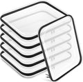 Sanwuta 6 Pcs Clear Hard Zipper Case Plastic Zipper Pouches Transparent Makeup Bag Pencil Case Pouches Toiletry Diaper Bag for Travel Toy Storage Organizer Bins(Black,13.78 x 11.81 x 2 Inch)