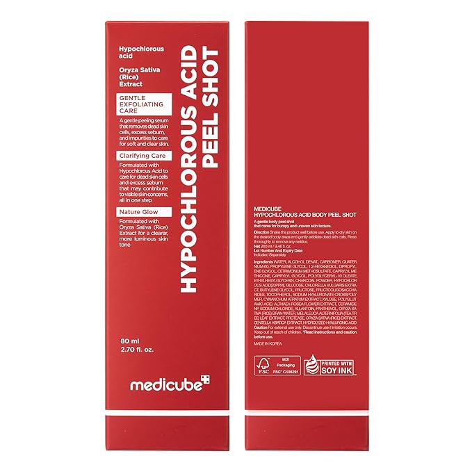 medicube Body Peel Shot with Hypochlorous Acid | Gentle Body Exfoliating Serum for Dead Skin Cells, Rough Patches & Uneven Texture | Rice Extract, Panthenol for Hydrating & Smoothing Care | 9.46 fl.oz