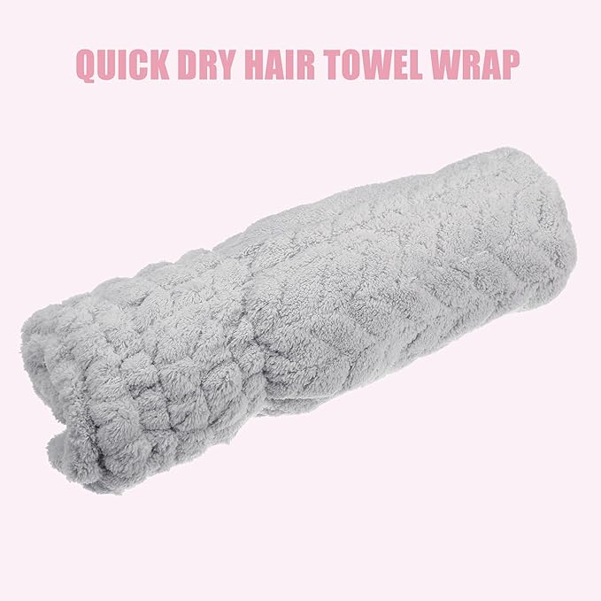 VOCOSTE Diamond Shape Hair Drying Towel Dry Cap, Quick Drying, Lightweight Strong Absorbent, for After Bath Drying Hair, Gray