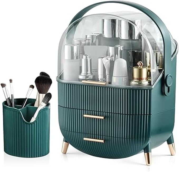 Egg Makeup Organizer, Egg Shape(Oval) Makeup Storage Box Countertop Portable Vanity Cosmetics Organizer