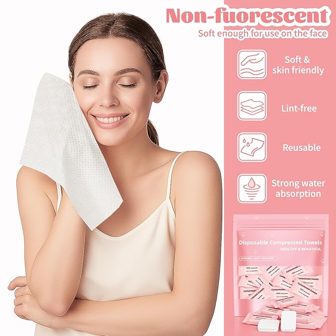 Compressed Disposable Face Towel, Thicker Individually Packaged Compressed Towels Dry Wipes, 30 PCS Large Size Coin Tissue Portable Washcloth for Travel Camping Hiking Outdoor Sports Beauty Salon