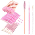300 PCS Eyelash Extension Supplies Kit, Disposable Micro Swab Brush, Eyebrow Spoolie, Lip Brush, Mascara Wand Applicator (Light pink)