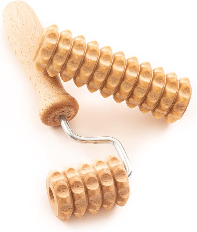 tuuli Body and Face Roller, Multi-Functional Wooden Massage Roller, Helps Ease Muscle Tension and Support Skin Health, Natural Face Massage Tools, Set of 2 (2 piece set A)