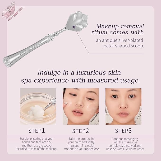 Flower Knows Midsummer Fairytales Makeup Cleansing Balm,Waterproof Makeup Remover & Oil Based Facial Cleanser to Nourish & Hydrate with Scoop,for All Skin Types(3.72 fl.oz./110 ml)