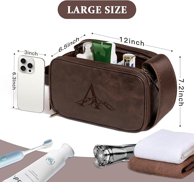 Janhavi Large Mens Travel Bag Toiletry, Groomsmen Gifts, Men's Accessories Case, Waterproof Makeup Bag Traveling, Cruise Essentials Travel Bag, Men's Accessories, Travel Essentials (Dark Brown Y)