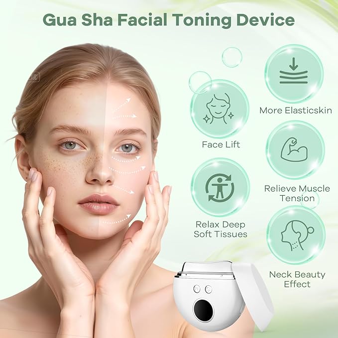 AFFLAT 3-in-1 Electric Fascia Knife with Heating and Vibration,Muscle Scraper Tool,Gua Sha Facial Device,9-Level Vibration,4 Light Therapy Modes for Face & Body,Portable Cordless Design