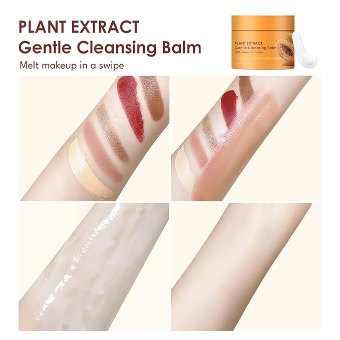 2-in-1 Cleansing Balm Makeup Remover with Papaya Extract & Rice Germ Oil, Gentle Exfoliator, Face Cleanser for Women & Makeup Remover Balm for All Skin Types 1.41 FI.0Z