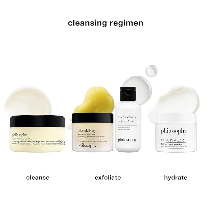 philosophy purity made simple one-step facial cleanser- with meadowfoam seed oil gently cleanses & melts away dirt, oil & stubborn makeup paraben-free face wash