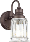 Sconce Wall Lighting, HWH 1-Light Wall Sconce Modern Indoor Wall Light Fixtures, Single Bathroom Vanity Light with Bell-Shaped Fluted Clear Glass, Oil-Rubbed Bronze Finish, 5HZG106B ORB