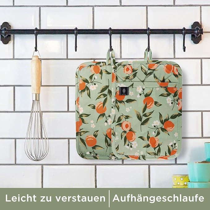 Pot Holders for Kitchen Heat Resistant Hot Pads for Countertops Oven Pot Holders Cotton Potholders for Kitchen Cooking Baking - 2PCS