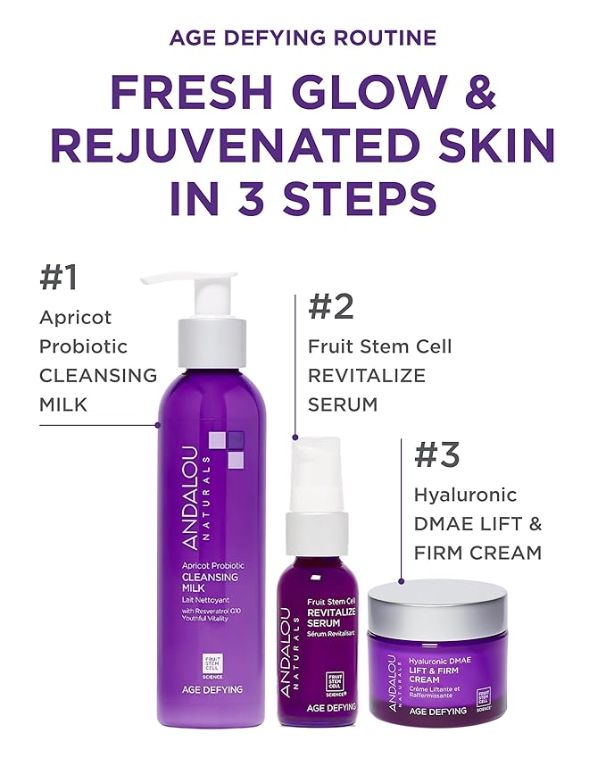 Andalou Naturals Age Defying Apricot Probiotic Cleansing Milk | Gentle Daily Hydrating Face Cleanser For Dry,Dehydrated Skin| With Fruit Stem Cell Complex | 6 fl oz,(Pack of 2)