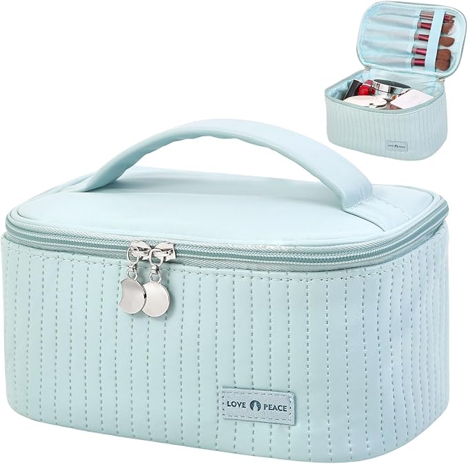 Makeup Bag Travel Cosmetic Bag, Large Capacity Makeup Organizer Bag and Storage, Portable PU Leather Pouch Toiletry Bag Make up Organizer, Cosmetic Bags for Women