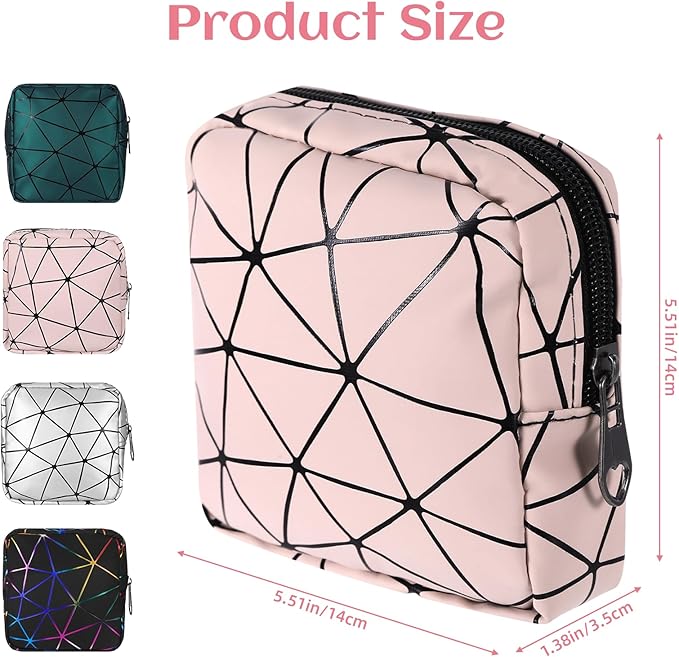4Pcs Sanitary Napkin Storage Bag, Portable Period Bag for Teen Girls Woman, Pad Pouch Tampon for Purse, Reusable Zipper Period Pouches for Teen School Office Travel Feminine Care Organizer, Diamond
