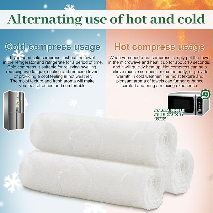 Moist Cotton Towel Bulk Moist Towelettes Individually Wrapped,White Towel Services,Refreshment Pre Moistened Towels for Dentist Travel Sport Party Hotel 50，Green tea