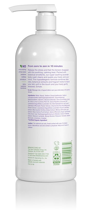 Alba Botanica Very Emollient Body Wash, French Lavender, 32 Oz
