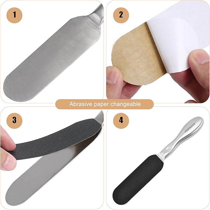 Stainless Steel Pedi File Refill, 100&180 Grit - Pedicure Refill Pads - Foot Rasp Pad with Removable Glue,Size 5.2" L x 1.7" W,24 Count