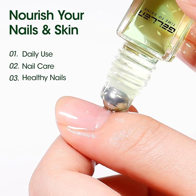 Gellen Cuticle Oil, Roll-On Nail Growth Oil, Nail Oil for Nail Growth & Repair & Strength, Green Citrus Avocado Baobab Oils Vitamin E, Nail Care for Damaged Skin & Thin Nails, Soften & Nourish Cuticle