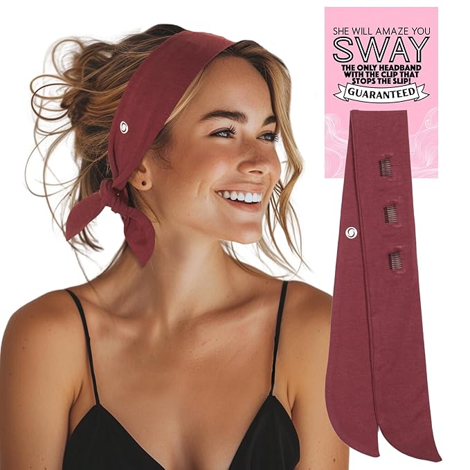 SWAY Short Stretch Non-Slip Headband for Women – Moisture-Wicking, No Headaches, Stays Put for Workouts, Gym, Yoga, Running and Nurse