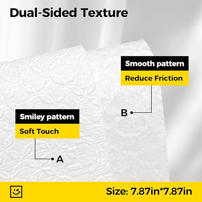 Face Towels, Disposable Clean Towels, Extra Thick, Hypoallergenic for Sensitive Skin, Unscented Lint-Free, Dry Wipes for Cleansing & Makeup, Dual-Textured AB Sides, Travel, 200 Counts (4 Pack)