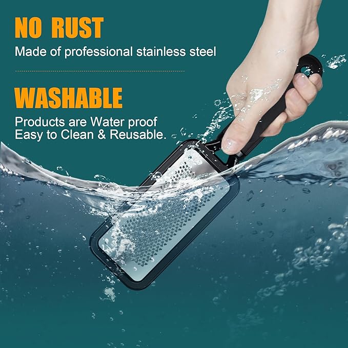 Foot Files Foot Scrubber Pedicure, Stainless Steel Callus Remover for Feet, Professional Foot Grater Rasp Scraper to Hard Skin Corns for Dry and Wet Fee