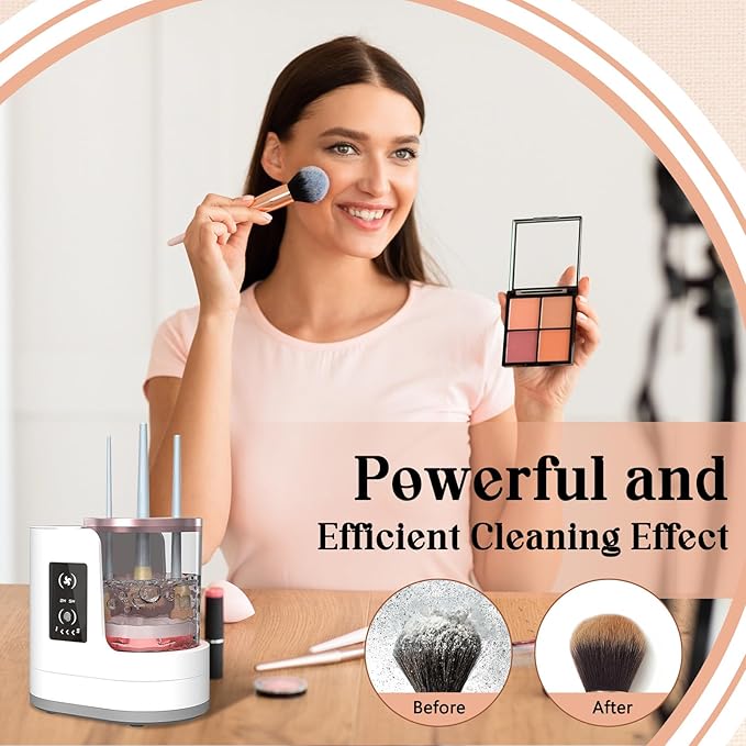 Electric Makeup Brush Cleaner Machine with Dryer and Holder, Automatic Makeup Brush Cleaning Machine, 3 IN 1 USB Cosmetic Beauty Makeup Brushes Tool Washer for All Size Makeup Brushes