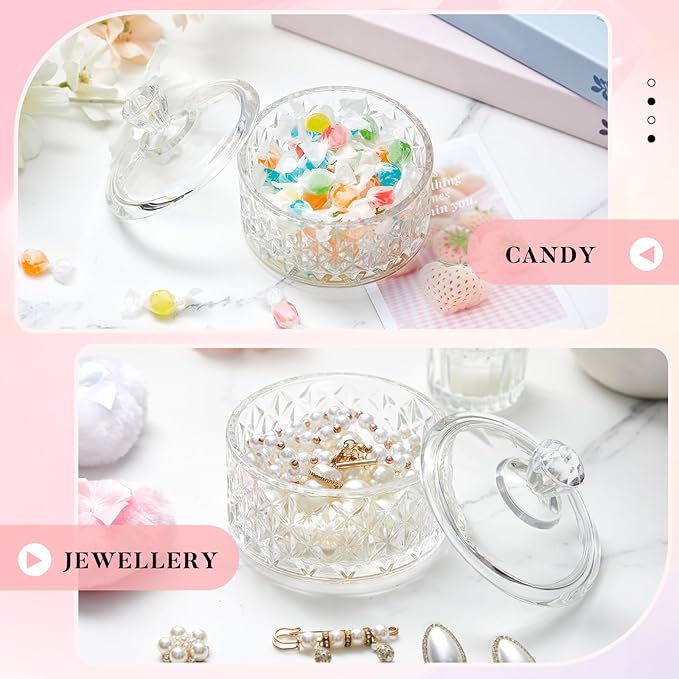 Tioncy 3 Pcs Large Body Powder Puff and Container Valentine's Day gift Powder Container with Puff Crystal Case Soft Washable Reusable Velour Face Body Glitter Wet Dry Makeup(Diamond,Clear)