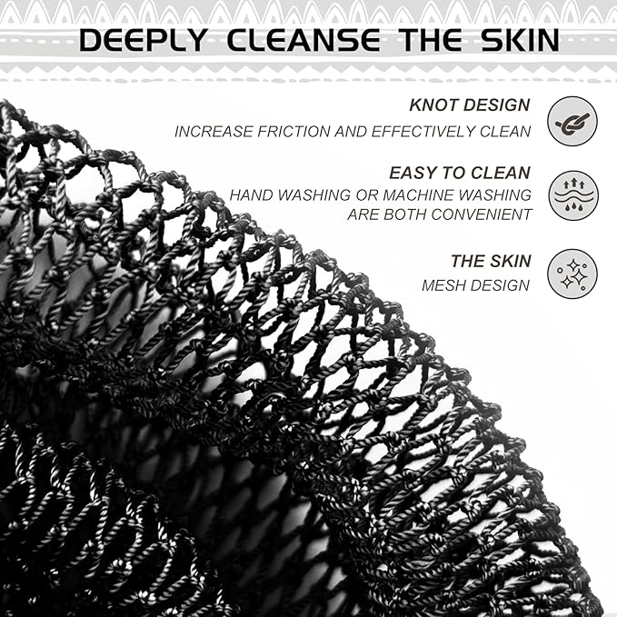 African Net Sponge Authentic, Loofah Exfoliating Body Scrubber Bath Sponge, African Exfoliating Net Sponge Back Scrubber Washcloth for Shower, Body Care Bathing Accessories (Sky Blue)