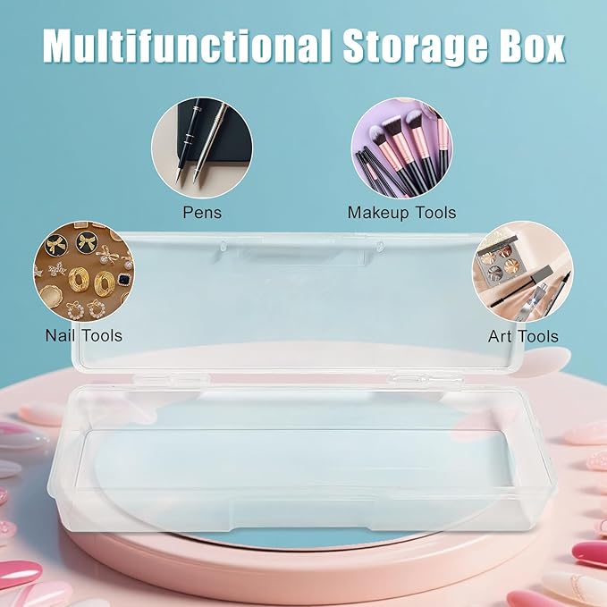 Plastic Nail Storage Manicure Tool Box, 4PCS Storage Personal Box Nail Implement Storage Box Organizer Case Box for Nail Art Pedicure Supply (Clear-4pcs, Small)
