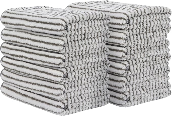 SINLAND Microfiber Face Cloths Highly Absorbent Washcloths Soft Feel Fingertip Towels Multi-Purpose Wash Cloths for Bathroom, Gym, Hotel, Spa and Kitchen, 12Inch x 12Inch