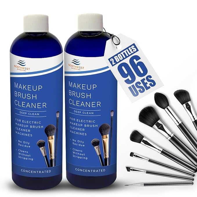 NORTHWEST ENTERPRISES Makeup Brush Cleaner Solution for Electric Makeup Brush Cleaner Machines - Professional Grade (16 ounces)