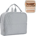 Makeup Bag, Stand up Large Capacity with Room for Brushes and Mirror, Travel Makeup Organizer, Portable Standing Make Up Case, Waterproof Cosmetic Toiletry Bags with Handle, Color Grey
