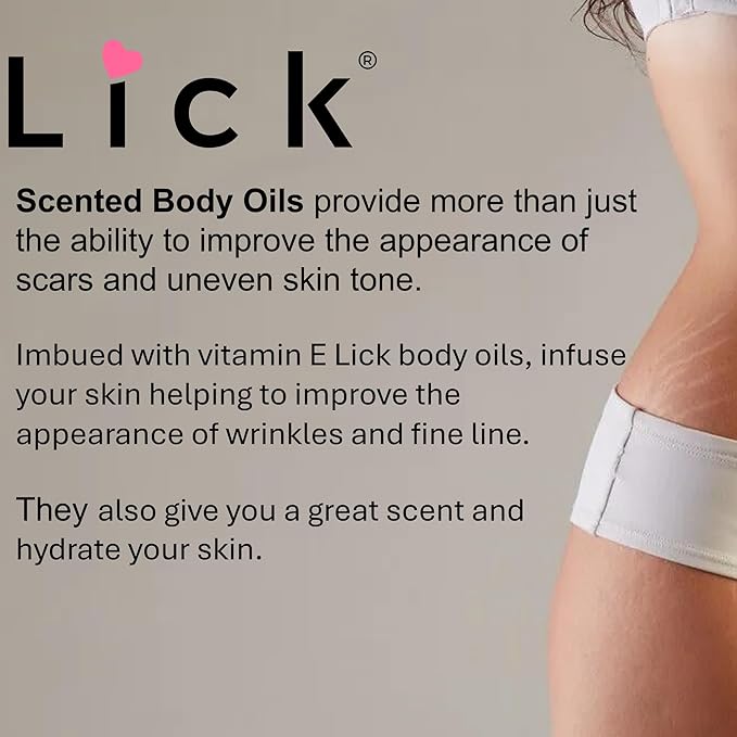 LICK Caramel Dessert-Inspired Scented Body Oil – Fast-Absorbing Daily Hydration with Almond Oil & Vitamin E – 4 oz