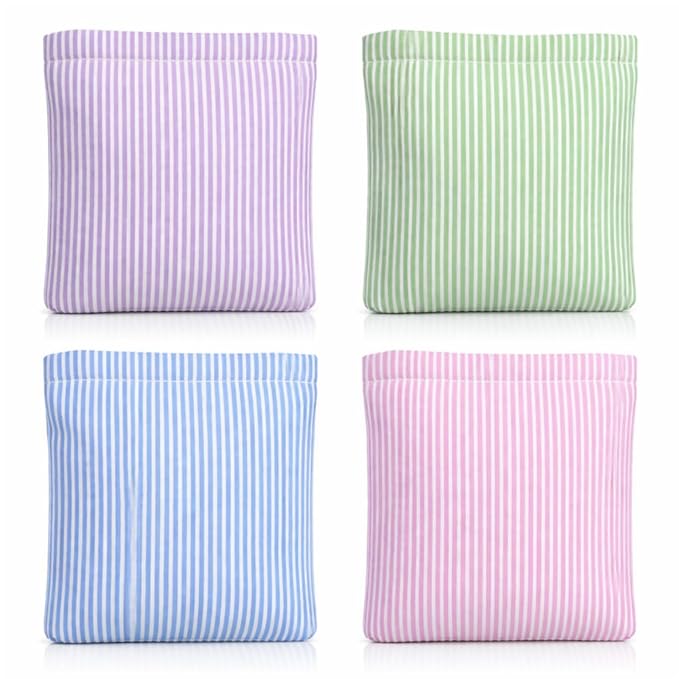 Abbylike 4 Pcs Small Makeup Bag Corduroy Cosmetic Pouch with Zipper Portable Little Bags for Purse Mini Pouch Cute Makeup Purse for Coin Essentials Items Women(Striped)