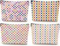 4 Pcs Checkered Makeup Bag Make up Bag Cosmetic Bags for Women Girls Sister Nurse Bridesmaid Friendship Christmas Birthday Travel Toiletry Bags Aesthetic Zipper Organizer Accessories, Cute Retro Plaid
