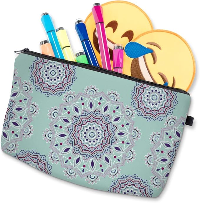 Deanfun Cosmetic Bag for Women, Mandala Flowers Waterproof Makeup Bags Roomy Toiletry Pouch Travel Accessories Gifts (51456)