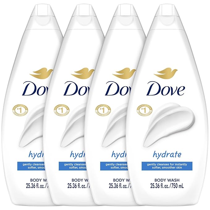Dove Body Wash Hydrate 4-Pack – Moisturizing Cleanser for Smooth, Soft Skin, 25.3 Oz Ea