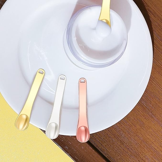 Mini Metal Makeup Spatula Skin Care Cosmetic Spoon Reusable Applicator, Beauty Scoop for Facial Cosmetic for Face Mask Cream Lotions Moisturizers