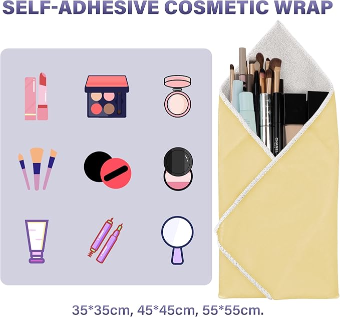Walking Way Self-Adhesive Magic Cloth Makeup Bag, Magic Pocket Lazy Makeup Bag, Foldable Cosmetic Pouch, Portable Lens Protective Wrap, Stylish Travel Organizer for Beauty, Travel, Gifts & Daily