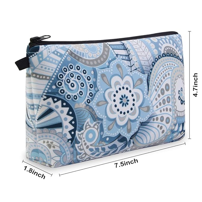 MAGEFY Makeup Bag 6 Styles Portable Travel Cosmetic Bag for Women Flower Patterns Zipper Pouch Sloth Gifts Makeup Pouch with Black Zipper (6 packs)