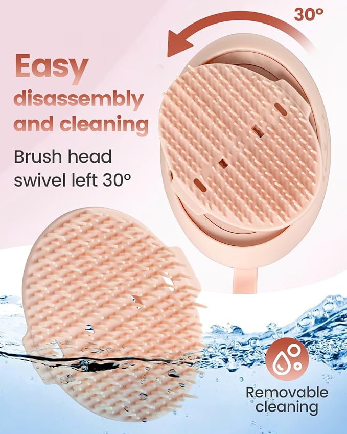 Electric Scalp Massager – Rechargeable Head Massager with Anion Technology, Portable Anti-Frizz Scalp Tool, Scalp Massager Gift for Men & Women(Pink)