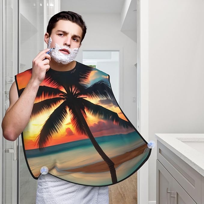 Underwater Scenery Print Beard Bib Shaving Apron, Beard Hair Trimming Cape Gift For Dad