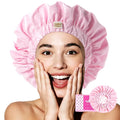 Years Calm Luxury Shower Cap for Women, Color Changing Shower Cap Reusable Waterproof, Flexi Satin Lined, Stylish Hair Cap for Shower, Washable Elastic Band Bath Cap for Long Hair, Braids (Pink)