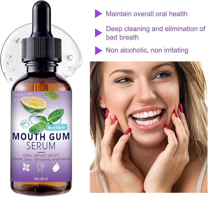 Gum Restore Drops 60ml, Advanced Natural Restore Formula for Receding Gums & Stain Removal for Adults, Fresh Breath Instantly and Gums Regrowth